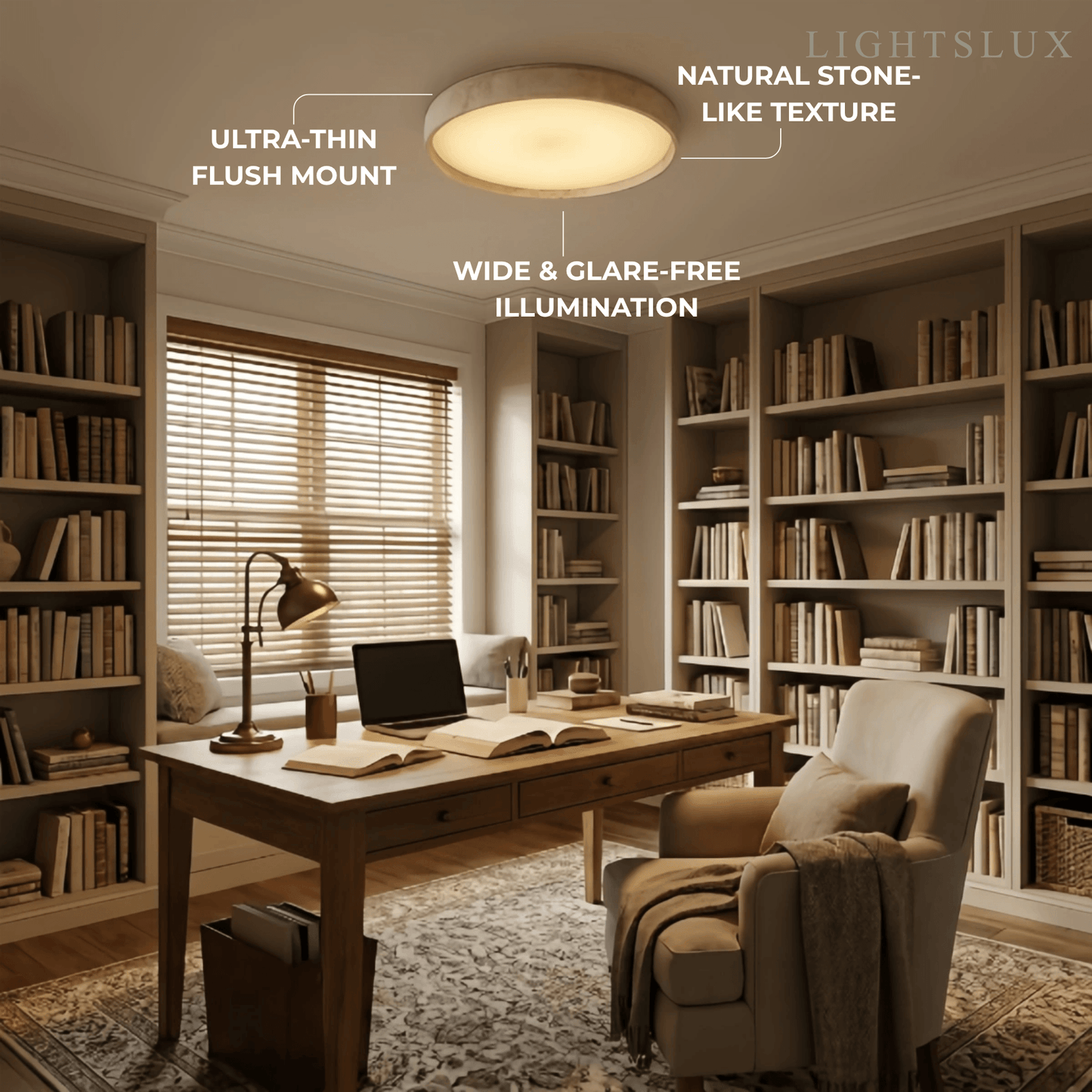 Strata Modern Minimalist Travertine Ceiling Light