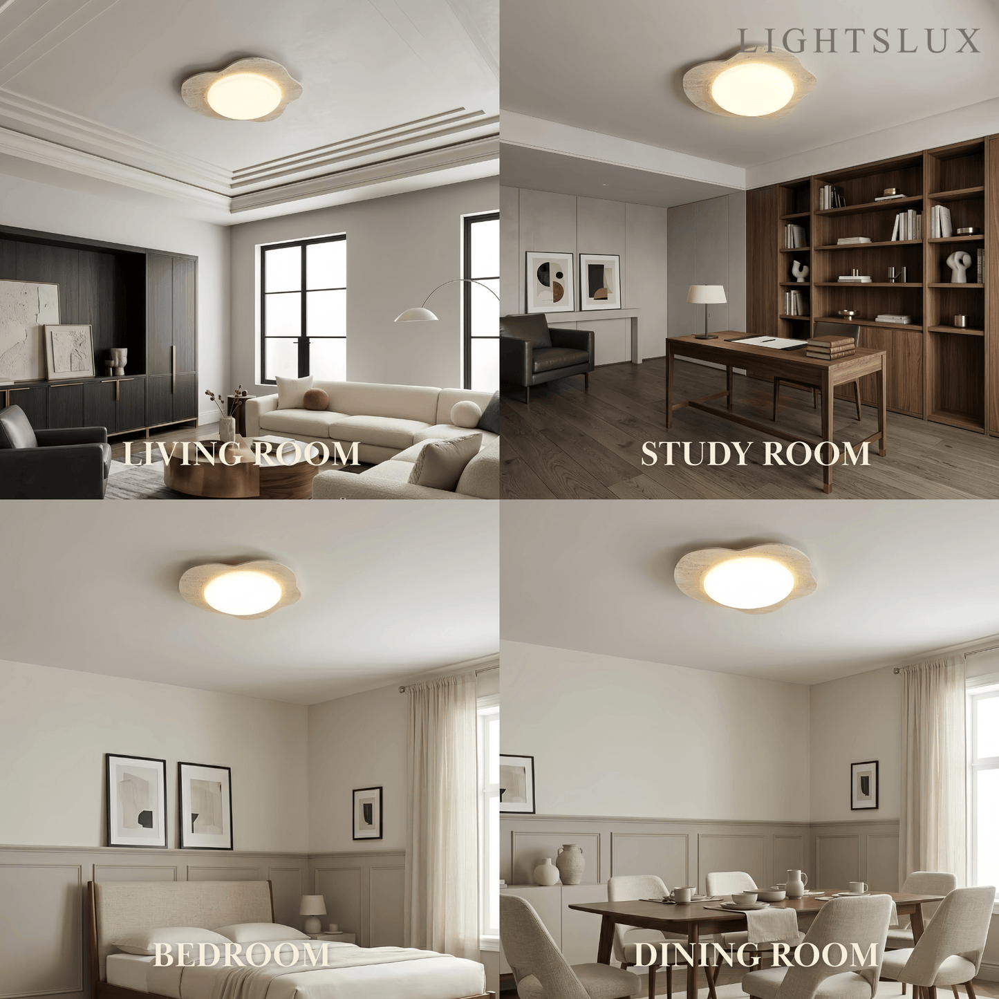 Strata Minimalist Travertine Ceiling Light 