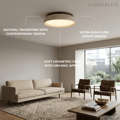 Strata Minimalist Travertine Ceiling Light 