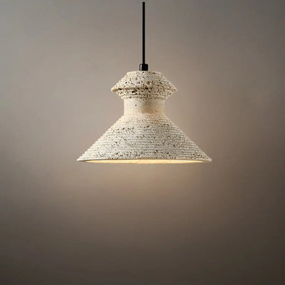 Strata Minimalist Travertine Pendant Light - Yellow Stone