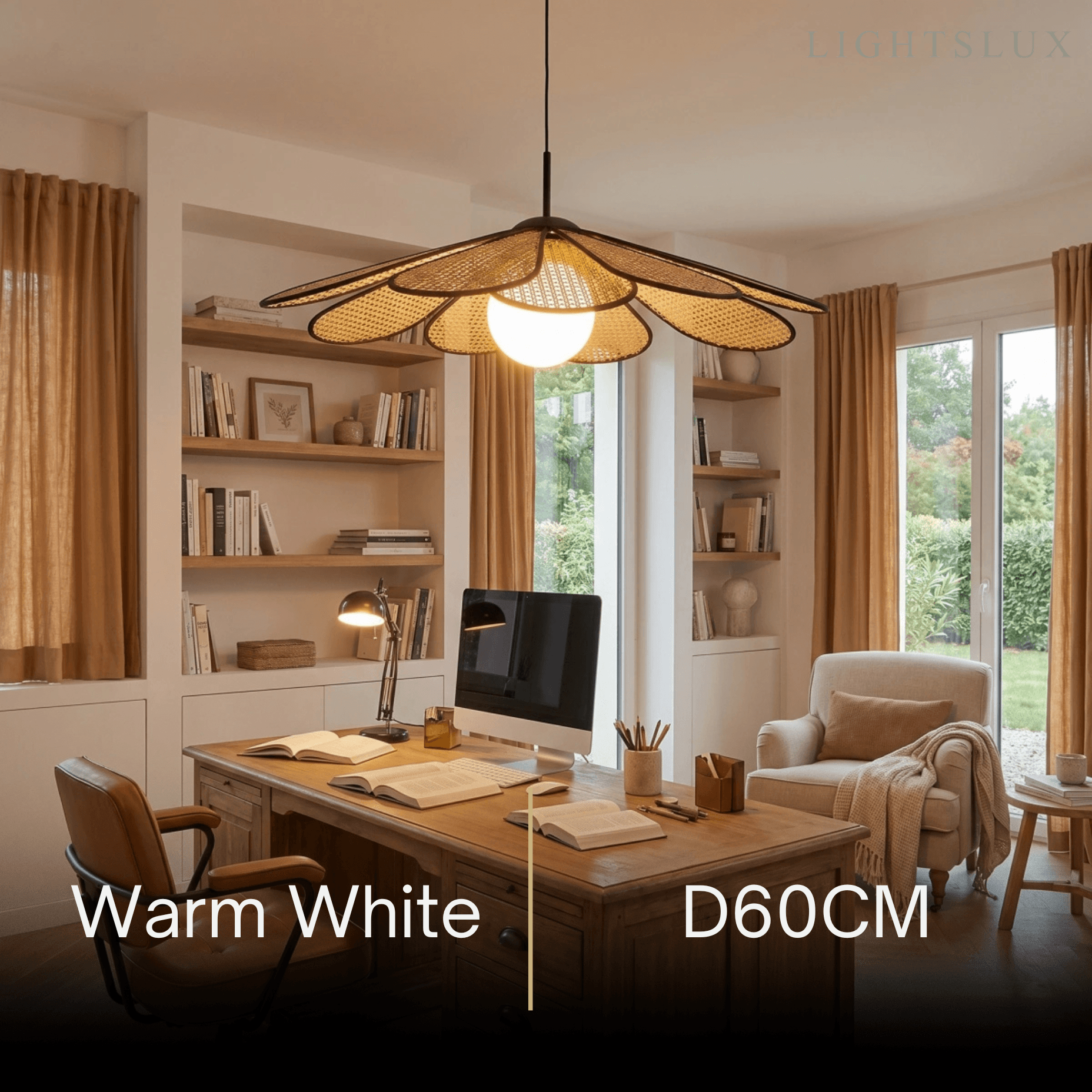Bamburo Natural Rattan Petal Pendant Light