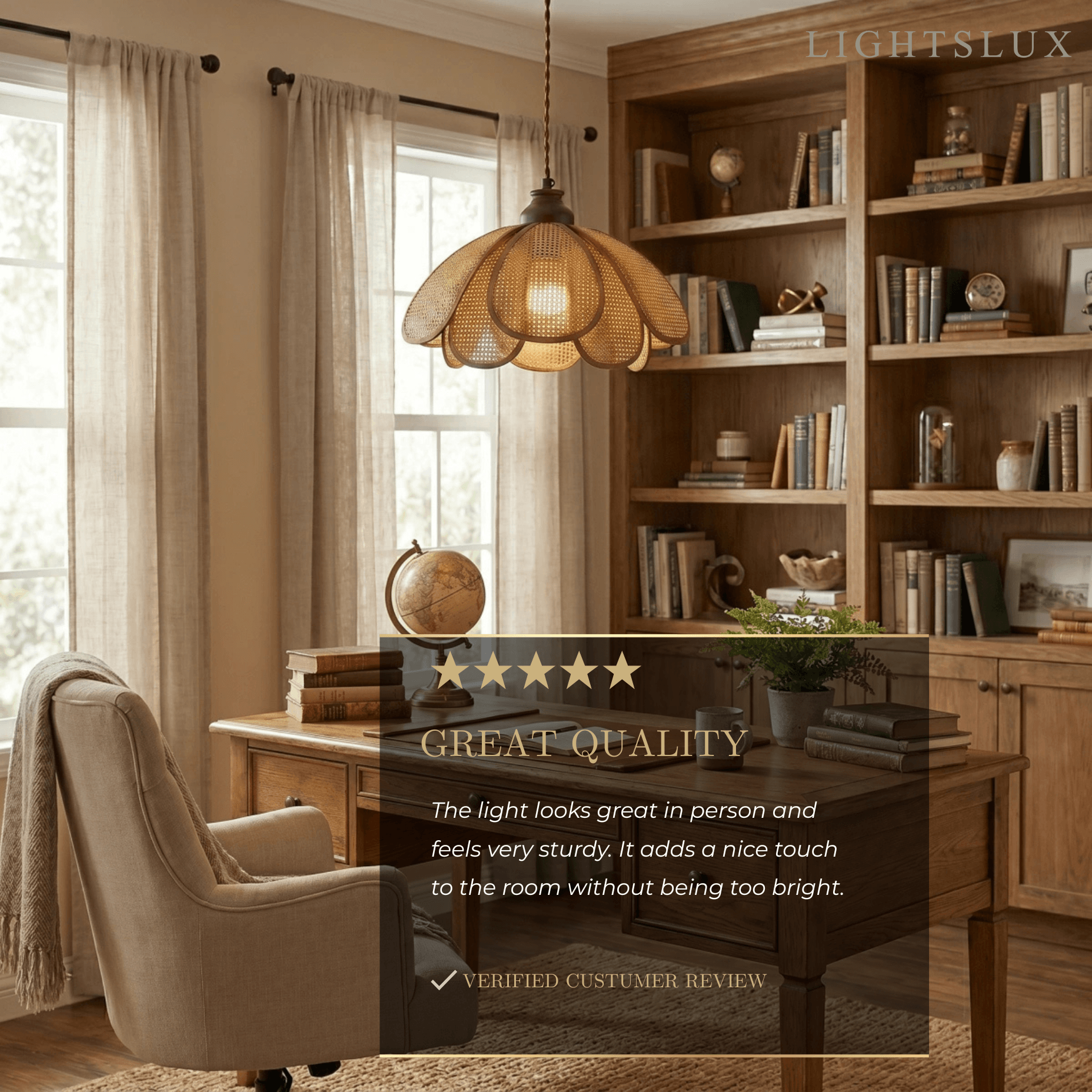 Bamburo Natural Pendant Light Rattan and Wood Walnut 