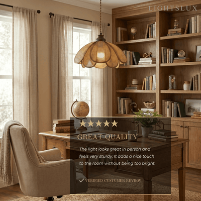 Bamburo Natural Pendant Light Rattan and Wood Walnut 