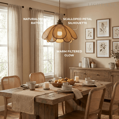 Bamburo Natural Pendant Light Rattan and Wood Walnut 