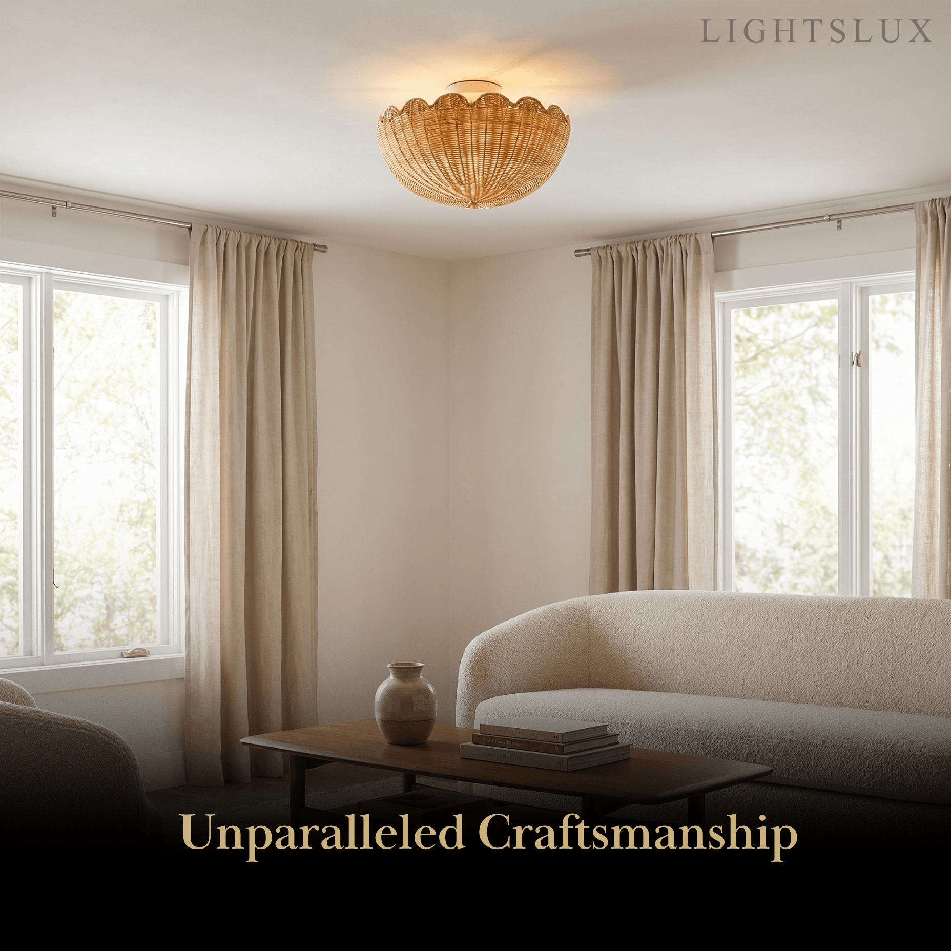Natural Rattan Ceiling Light