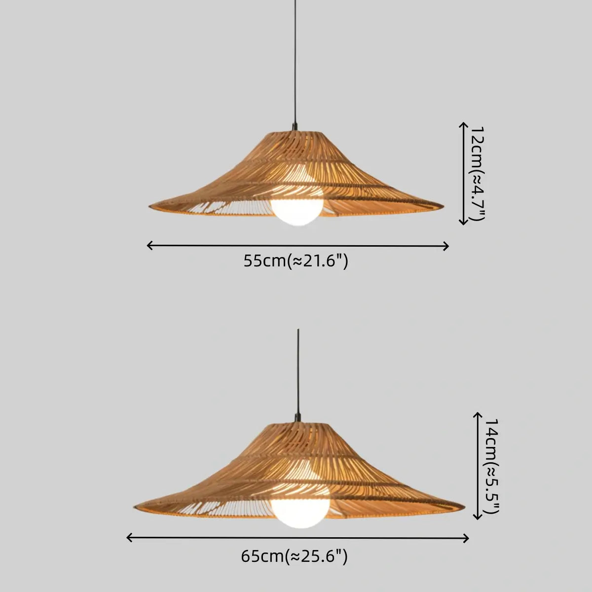 Bamburo Natural Rattan Pendant Light -- Natural Rattan for Bedroom Dining Room Living Room