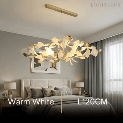 Velora Minimalist Ginkgo Leaf Chandelier -- Iron & Glass for Dining Room