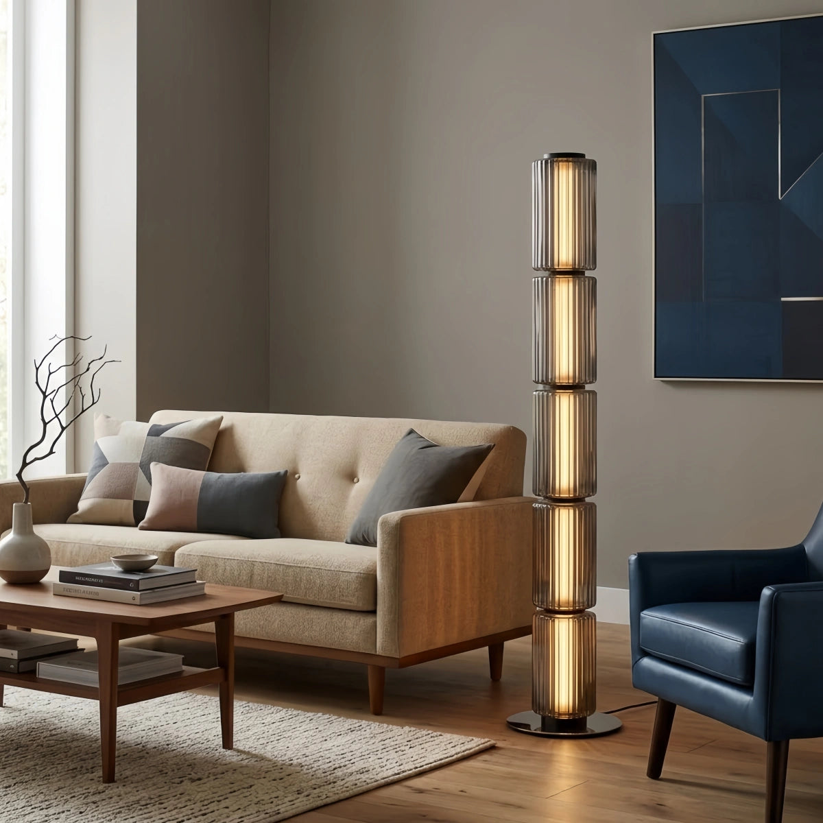 Vetro Modern Glass Column Floor Lamp