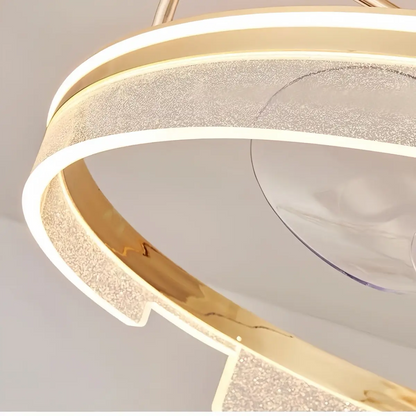 Excelis Luxury Ceiling Fan Lamp with LED -- Gold Aluminum & Acrylic for Living Room Dining Room