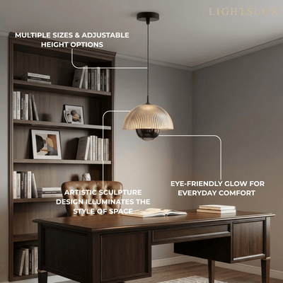Velora Artistic Pendant Light -- Iron & Aluminum with Acrylic Shade, Pearl Black for Bedroom Dining Room