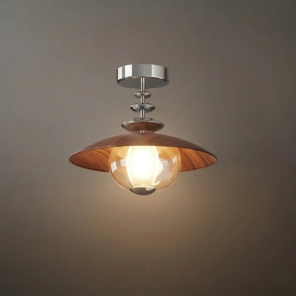 Irondale Vintage French Cream Ceiling Light -- Glass & Iron for Hallway