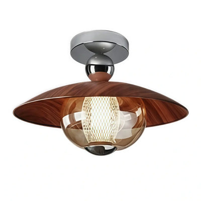 Irondale Vintage French Cream Ceiling Light -- Glass & Iron for Hallway