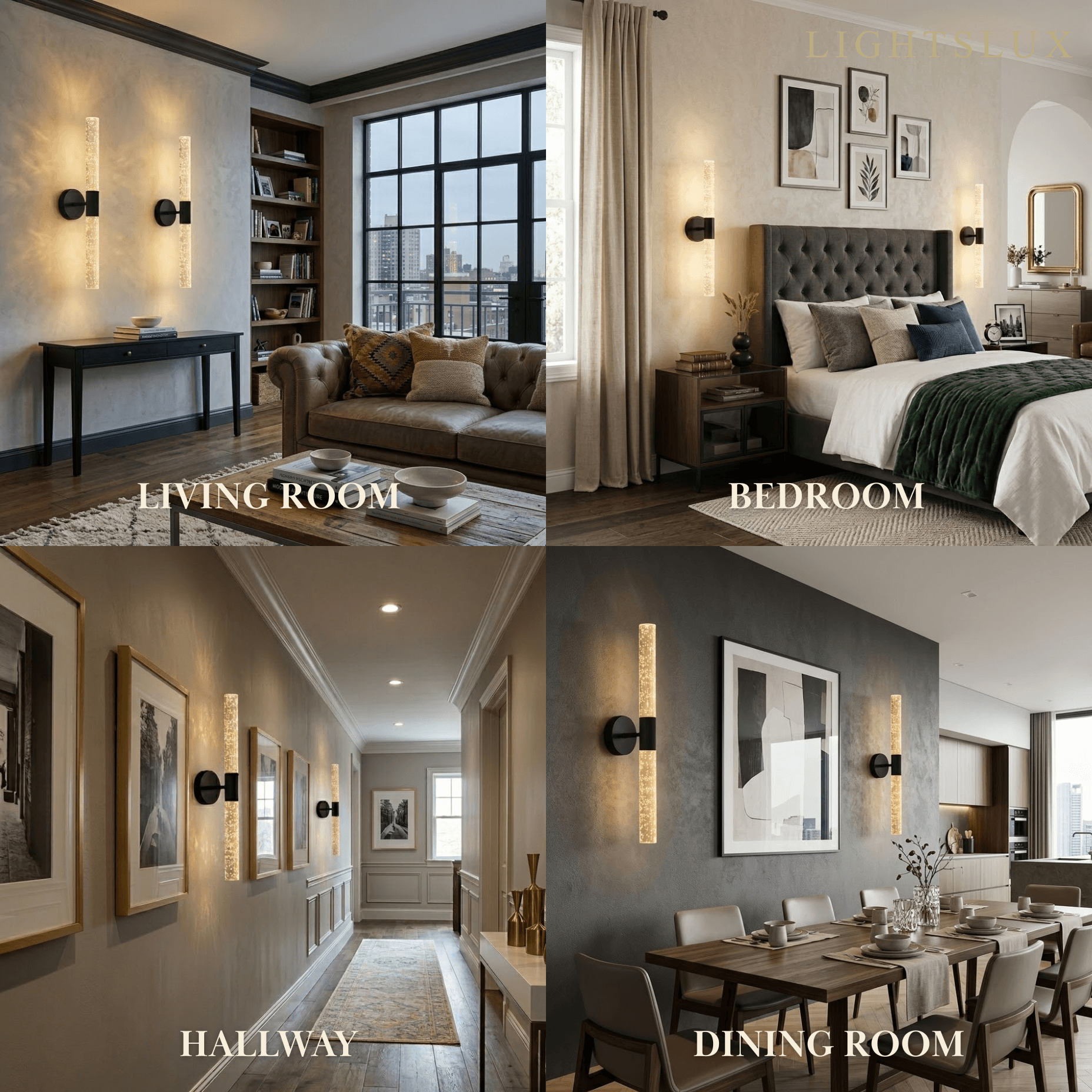 Lunara Modern Wall Lamp -- Iron & PVC Gold for Hallway
