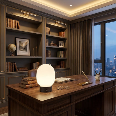 Crema Light Table Lamp -- Metal & Frosted Glass with Touch & Human Induction for Bedroom Living Room