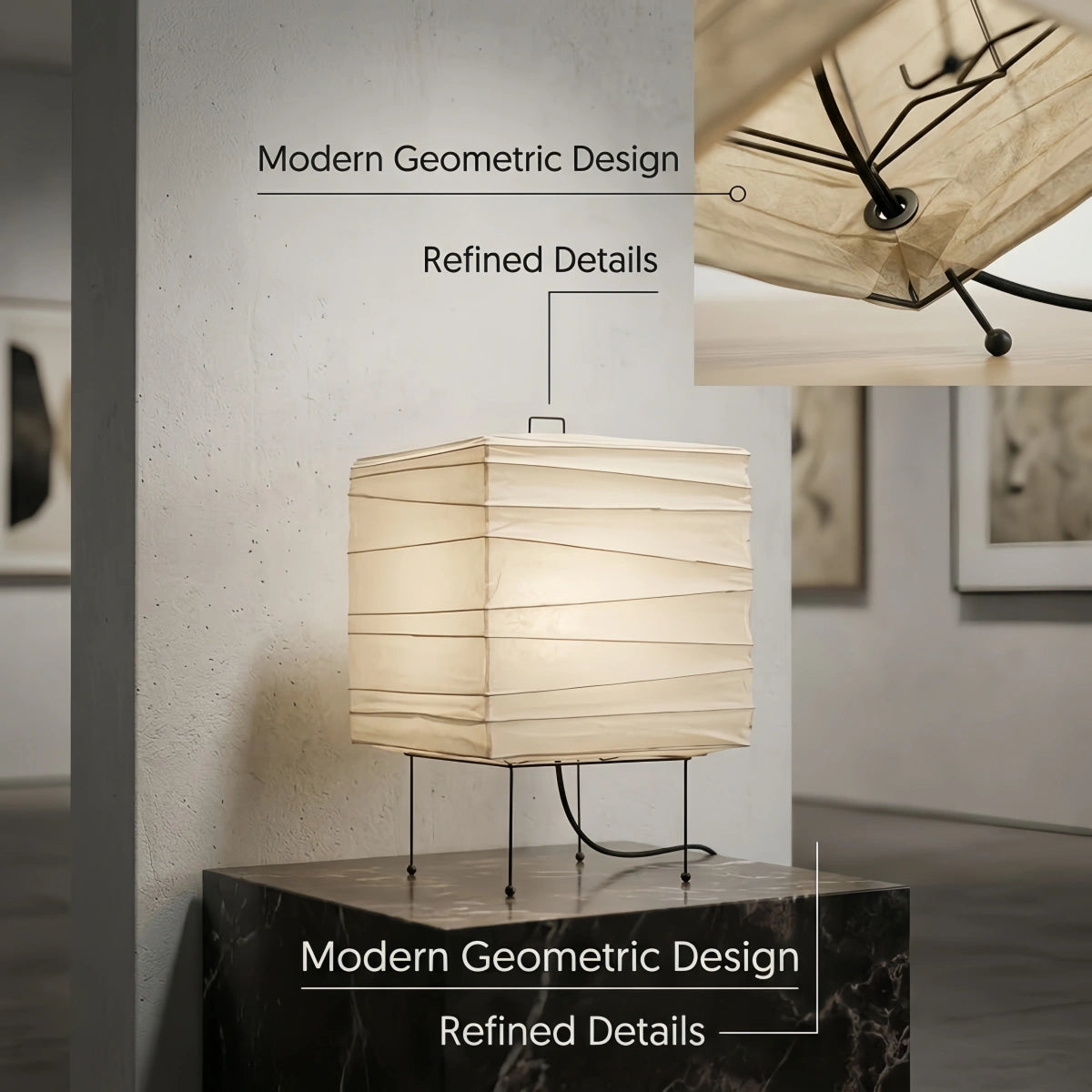 Natural Cream Cube Bedside Light for Bedroom