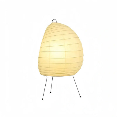 Zenno Japanese Table Lamp -- Metal & Rice Paper Beige for Bedroom