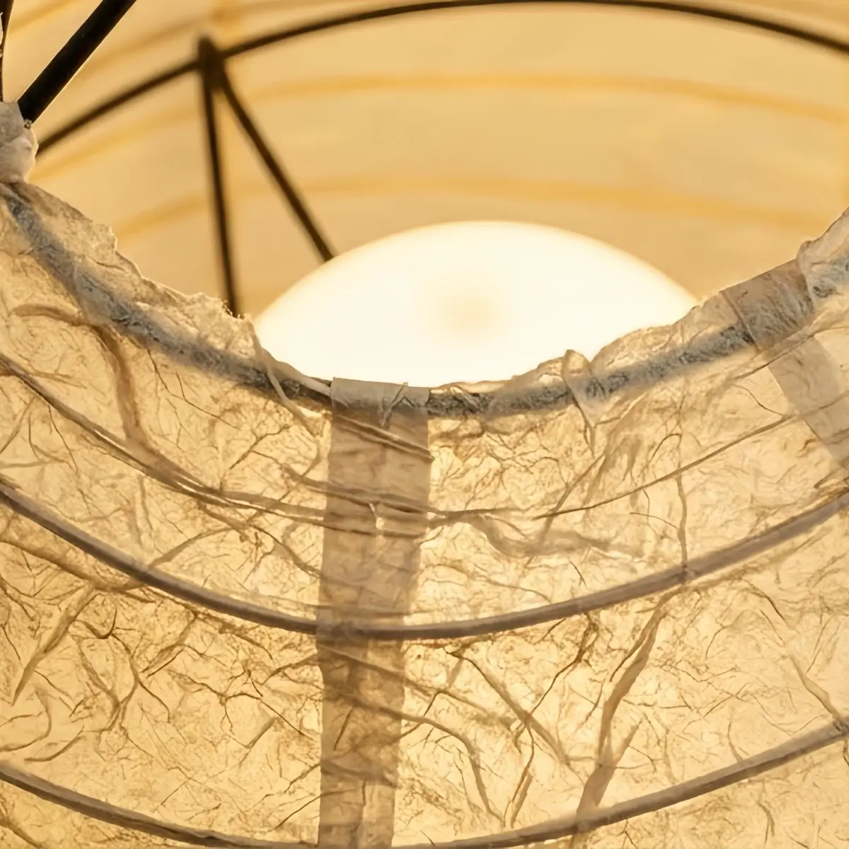 Japanese Table Lamp -- Metal & Rice Paper Beige