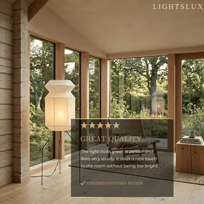 Wabi-Sabi Tripod Floor Lamp -- Decorative Ambient Light for Living Room & Bedroom