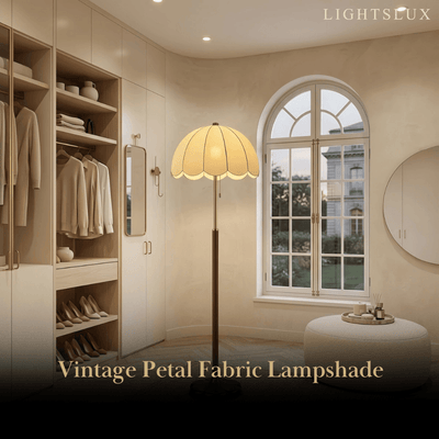 Irondale Vintage Petal Pleated Floor Lamp -- Iron & Fabric for Living Room