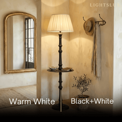 Vintage Pleated Retro Side Table Floor Lamp