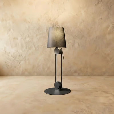 Minimalist Table Lamp -- Metal & Fabric Black for Bedroom Living Room