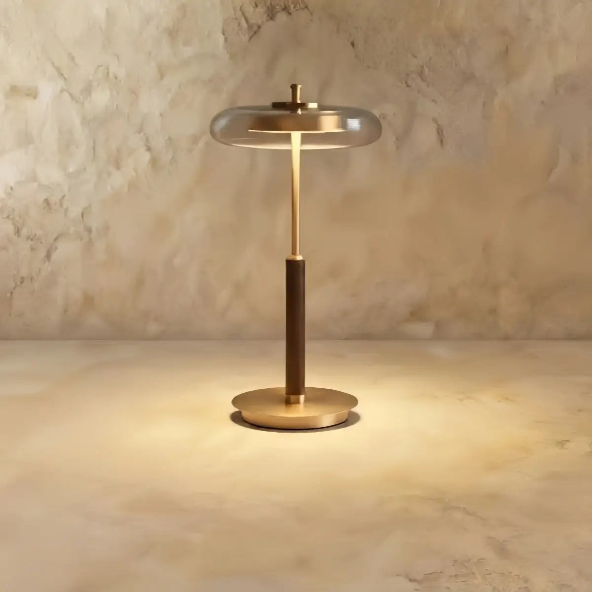 Vetro Classical Table Lamp -- Glass Wood Brass for Bedoom
