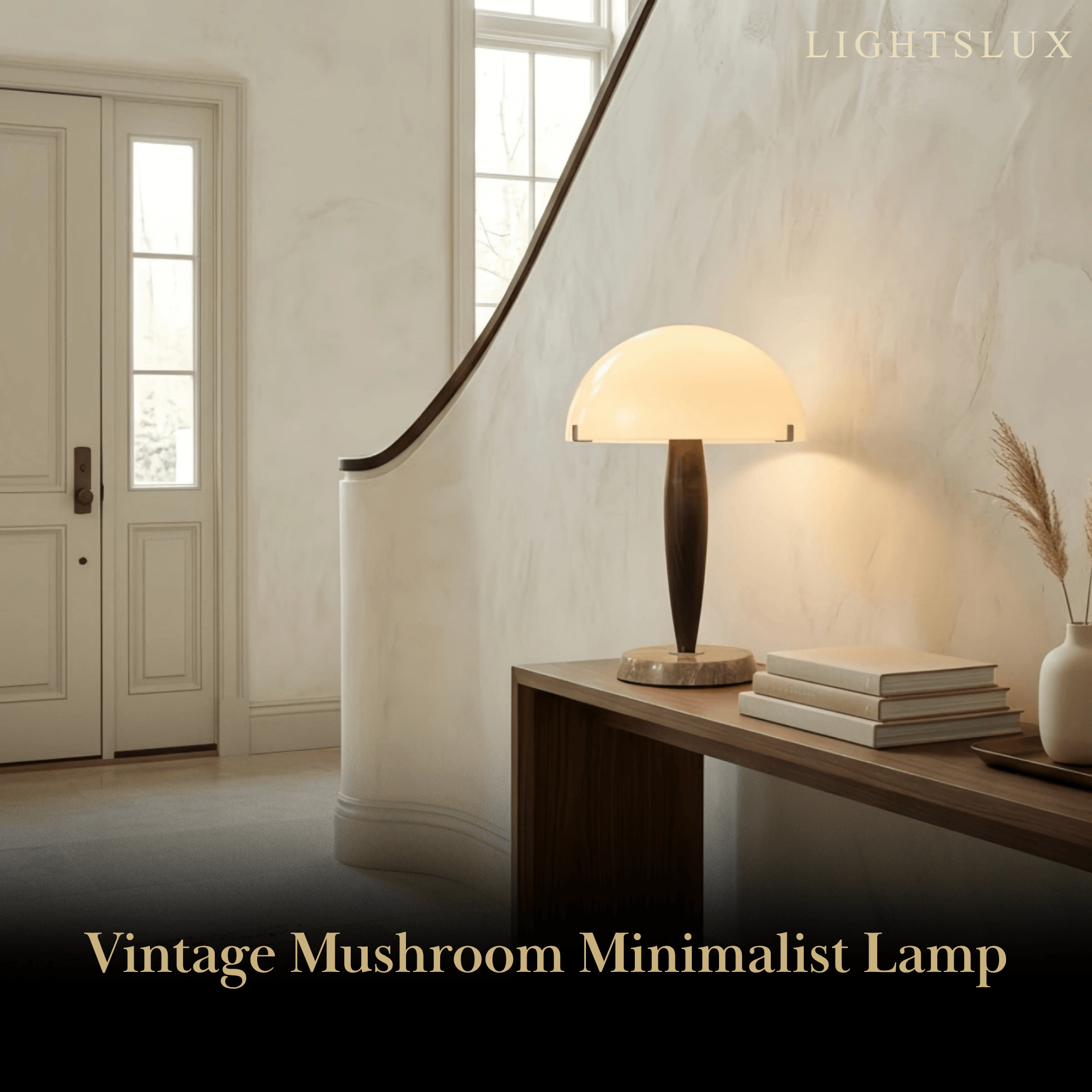 Zenno Modern Table Lamp -- Glass & Walnut Wood & Marble for Foyer