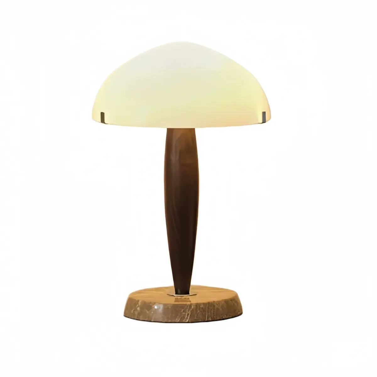 Zenno Modern Table Lamp -- Glass & Walnut Wood & Marble for Bedroom
