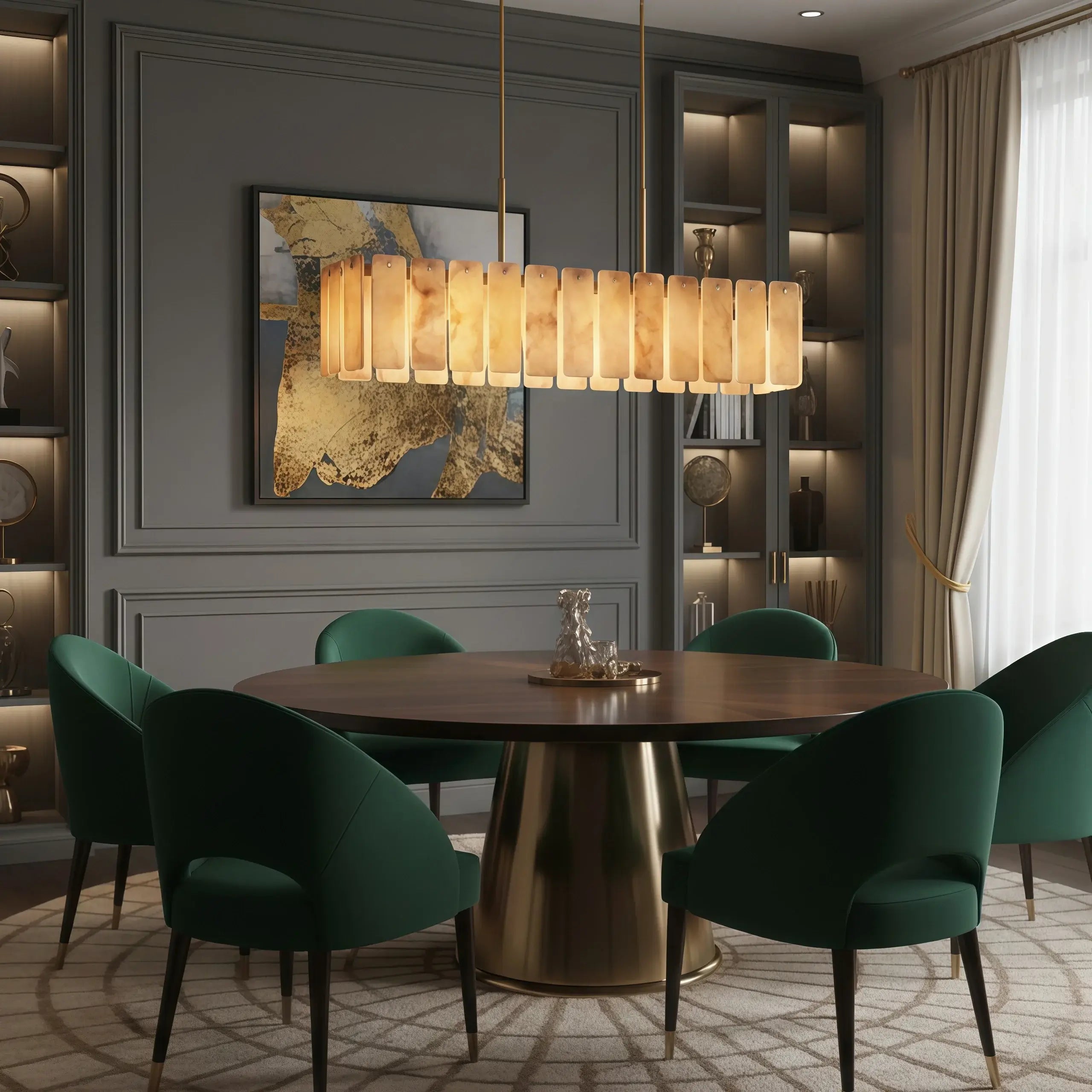 Excelis Luxury Alabaster Chandelier 72D"- For Living room/Dining room