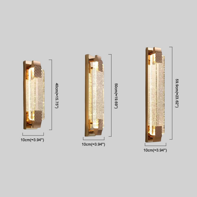 Luxury Wall Lamp – Gold Crystal Rectangular Dimensions