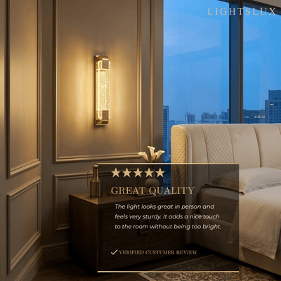 Luxury Wall Lamp – Gold Crystal Rectangular Bedroom