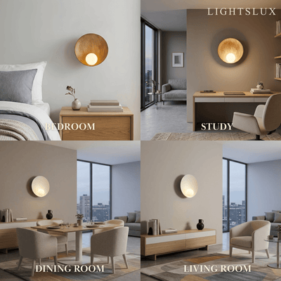  Wall Lamp — Natural Resin & Metal with Warm Glow Bedroom
