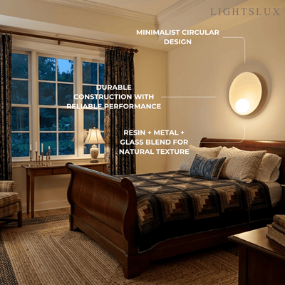  Wall Lamp — Natural Resin & Metal with Warm Glow Bedroom