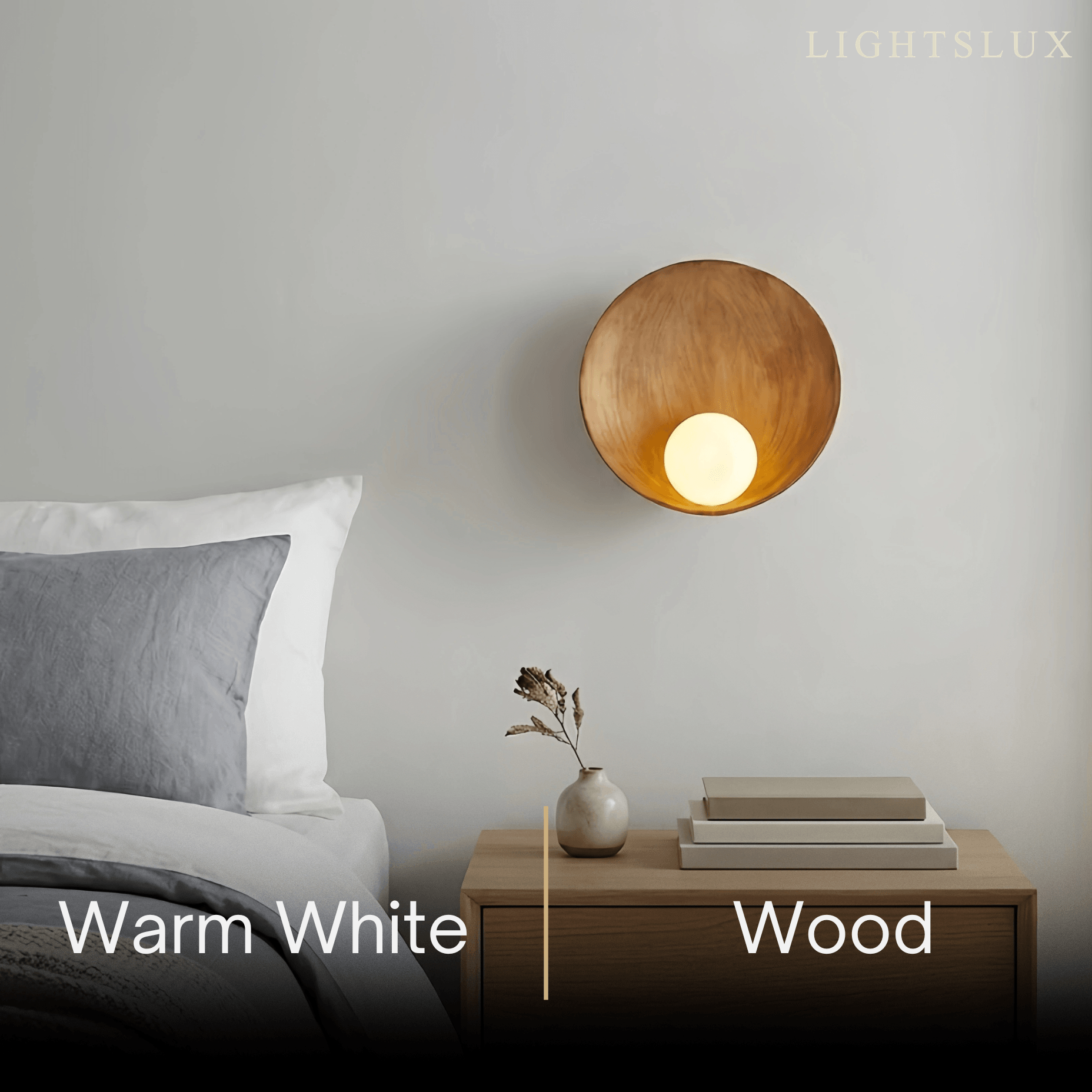  Wall Lamp — Natural Resin & Metal with Warm Glow Bedroom