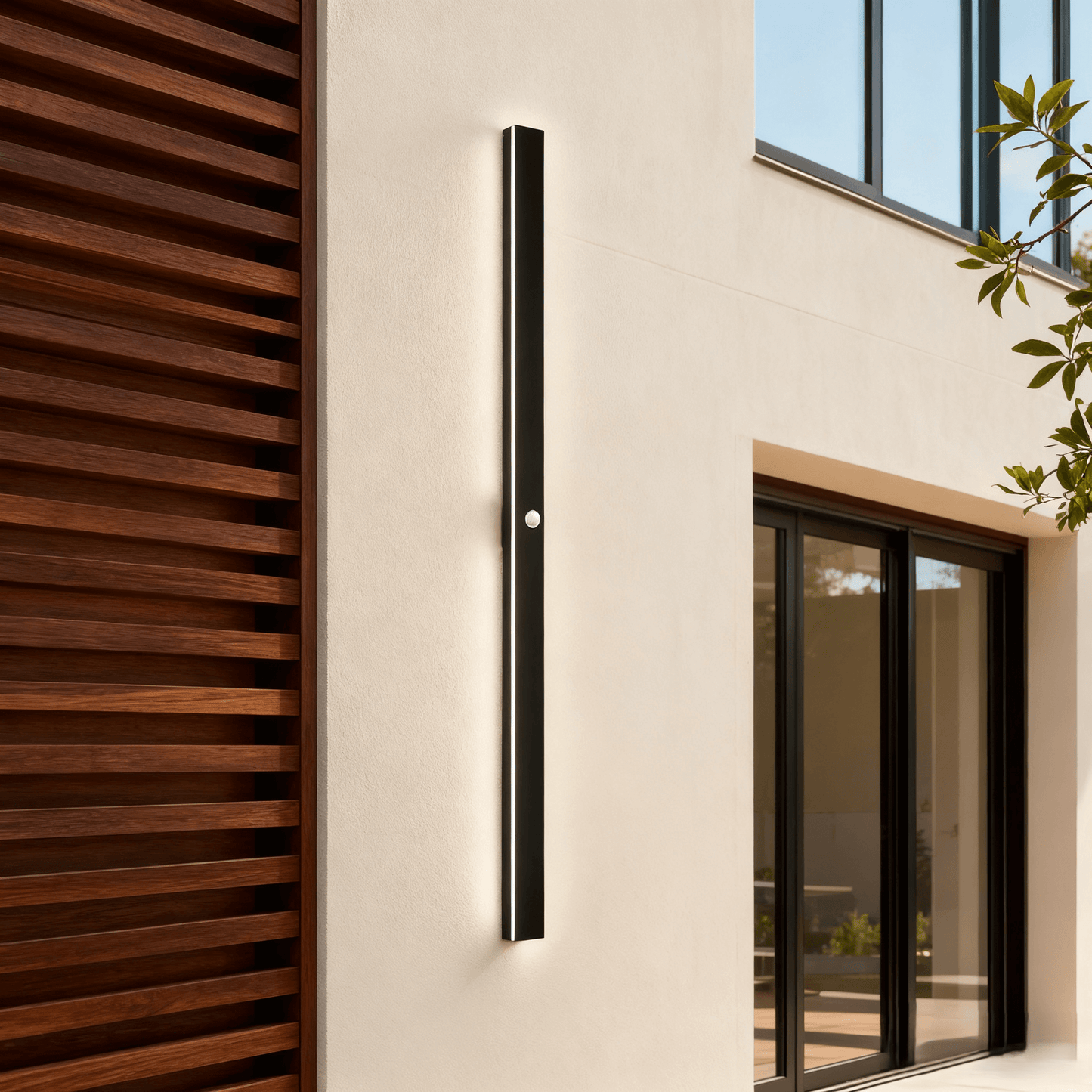 Arcato Minimalist Linear Outdoor Wall Lamp with Sensor – Waterproof Light for Garden