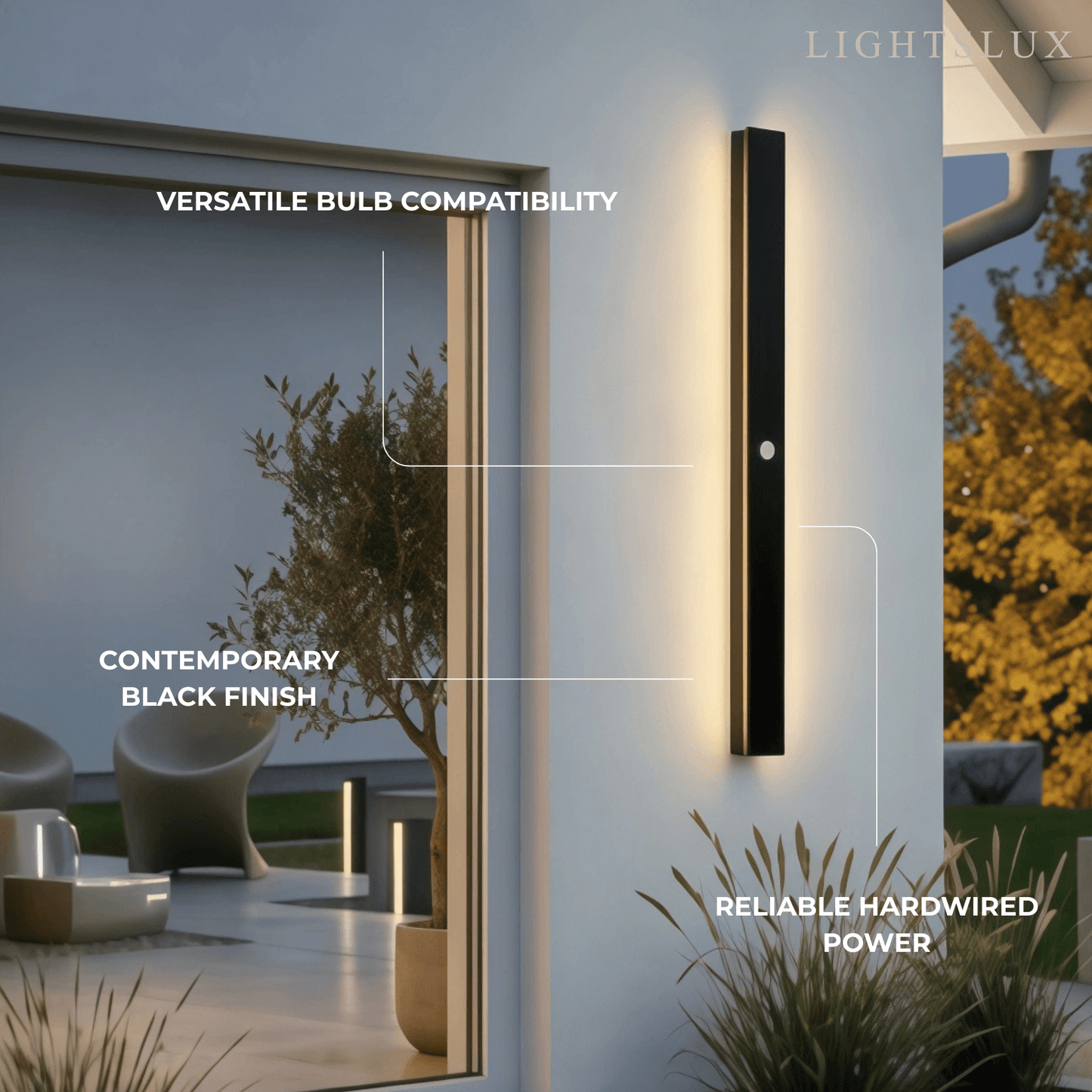 Minimalist Linear Black Outdoor Wall Lamp Sensor