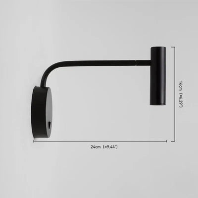Modern Metal Wall Lamp - Black/Gold Dual Finish Dimension