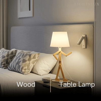 Zenno Art Deco Wood & Fabric Floor Lamp