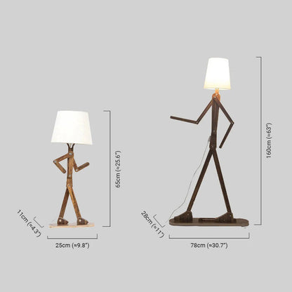Zenno Art Deco Wood & Fabric Floor Lamp