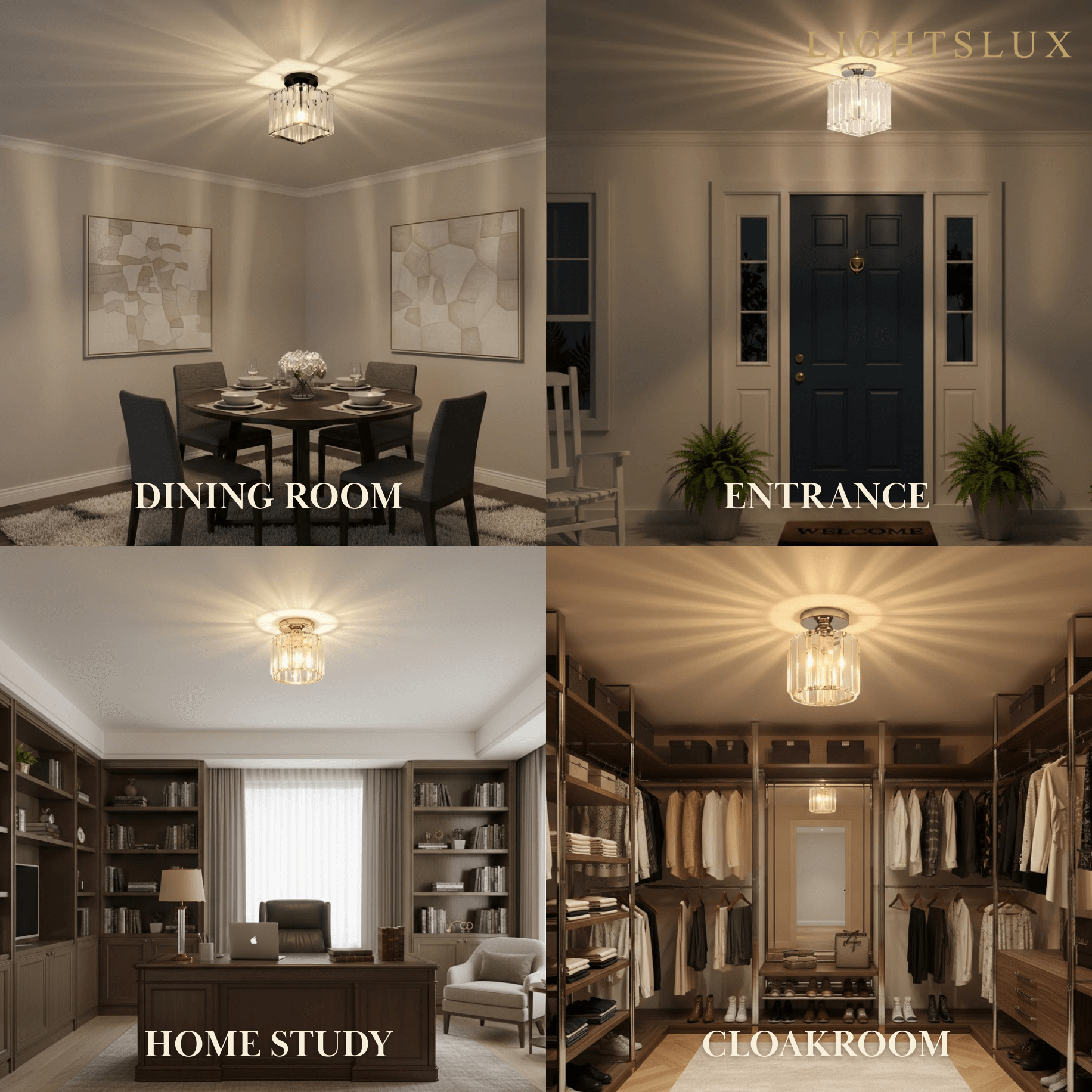 Vetro Modern Ceiling Lamp Metal/Crystal Desig