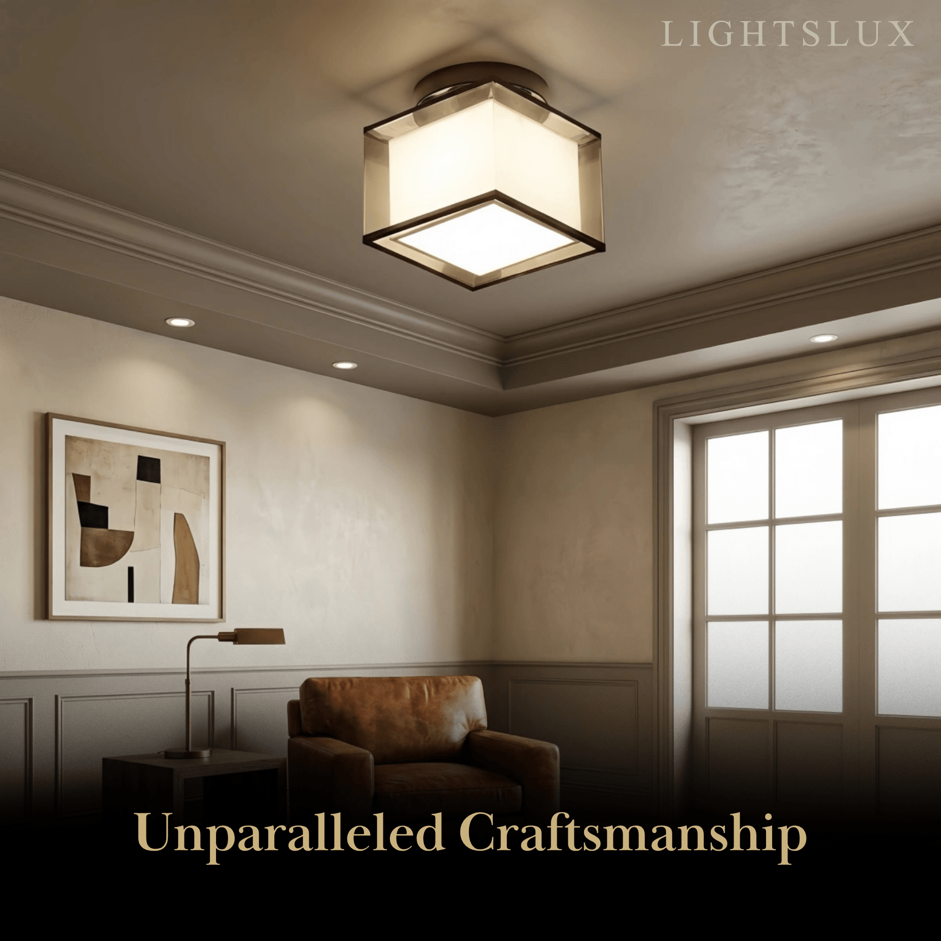 Modern Flush Mount Ceiling Light — Fabric & Metal Square/Circular
