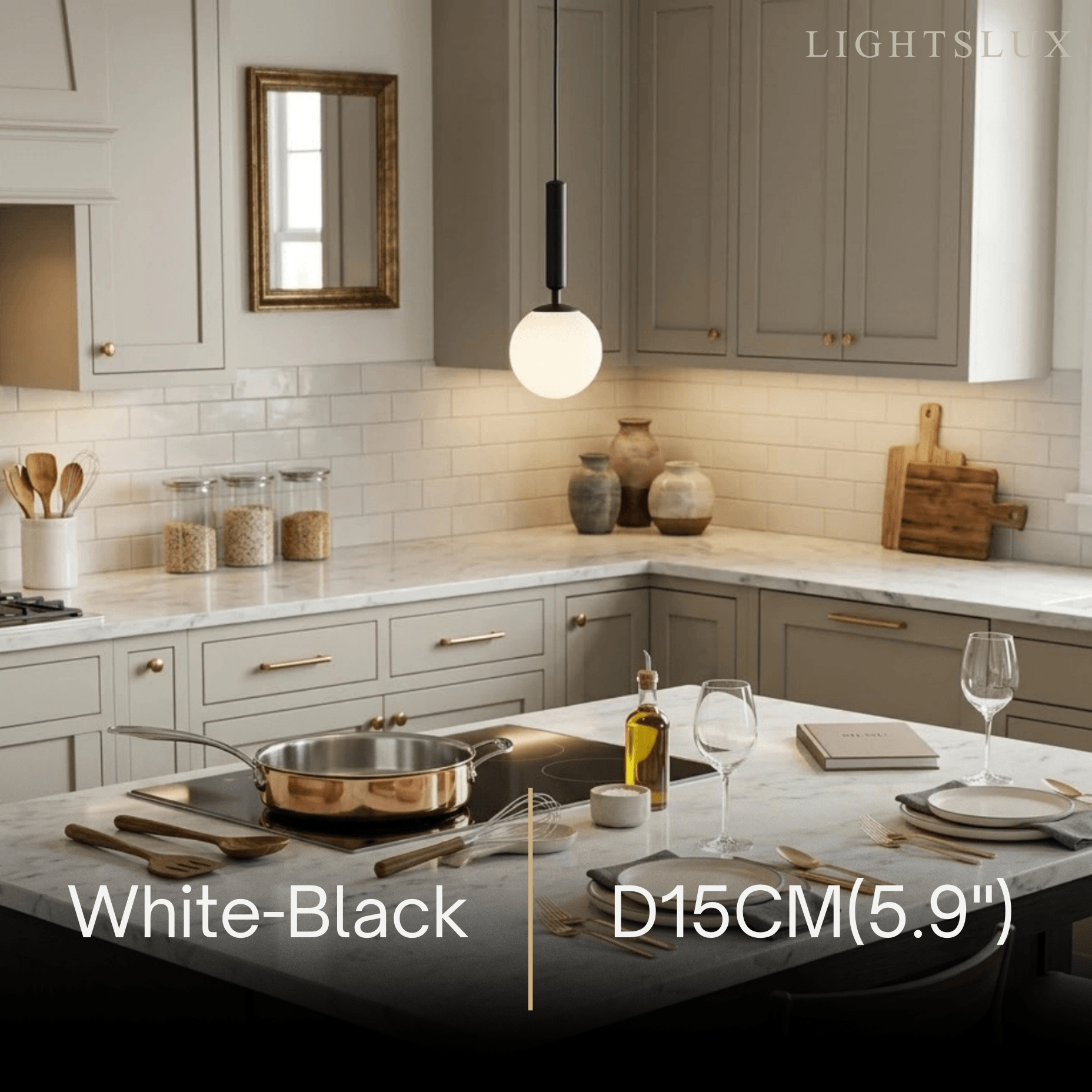 Modern Gold Pendant Light – Globular Glass/Metal Fixture