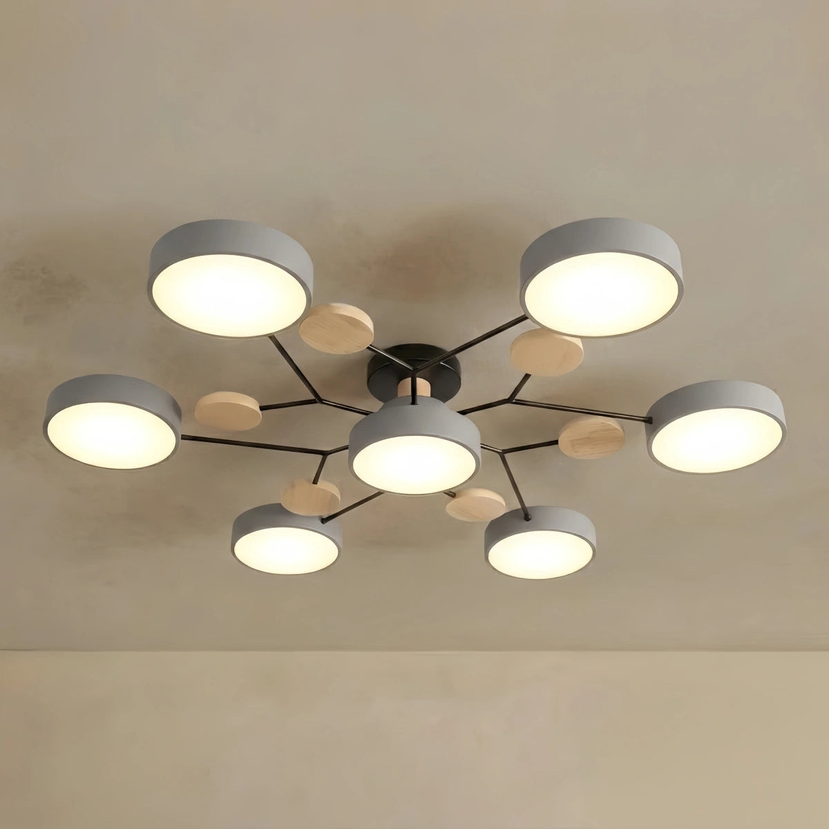 Arcato Modern Round Metal Ceiling Light - Multi-Head in Gray/Green/White for Living Room