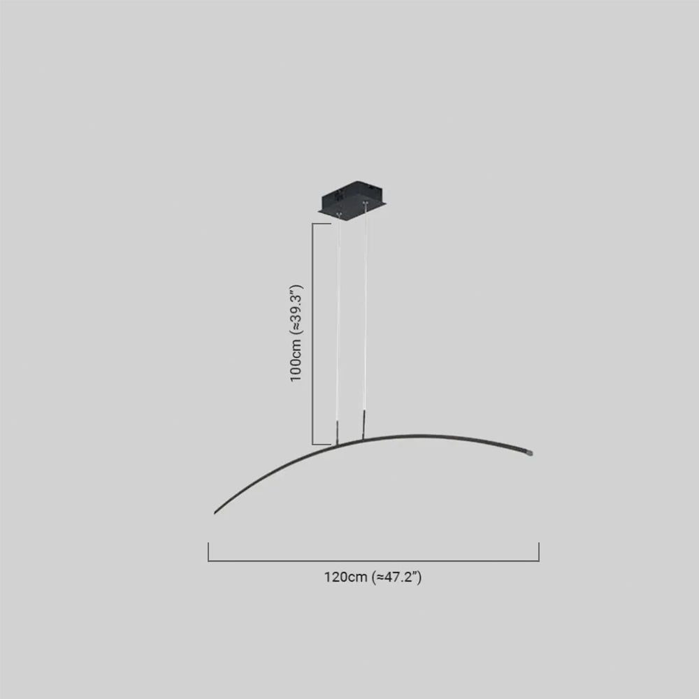 Pendant Light — Black & White Curved Metal Dimensions