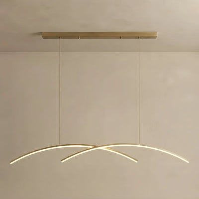  Minimalist Metal Pendant Light - Black/Gold Double Curve for Dining Room