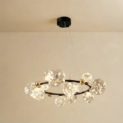 Nebula Modern Bubble Chandelier – Black Metal with Clear Crystal Glass