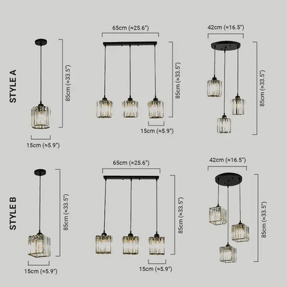 Vetro Nordic LED Pendant Light-Metal/Glass Black/Gold for Dining Room/Living Room