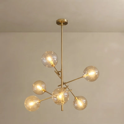 WV353Nebula Designer Bubble Chandelier - Clear Glass & Metal Branch for Dining Room/Kitchen