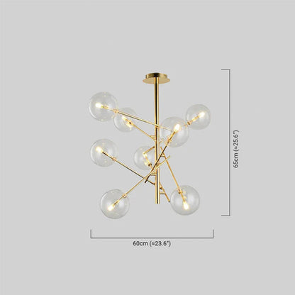 Designer Bubble Chandelier - Clear Glass & Metal Branch for Dining Room/Kitchen