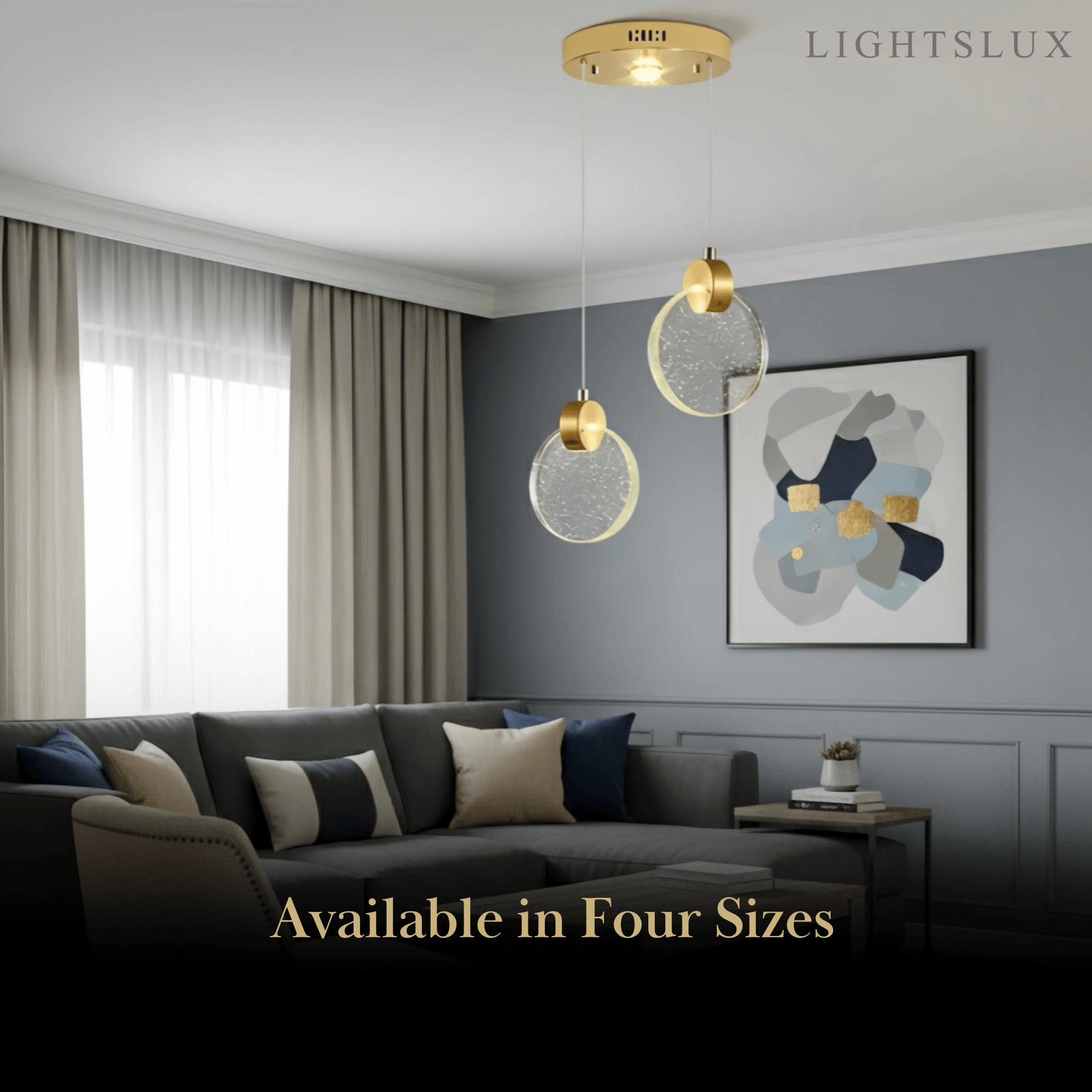 Excelis Art Deco Round – Pendant Light Gold Metal/Crystal for Dining Room